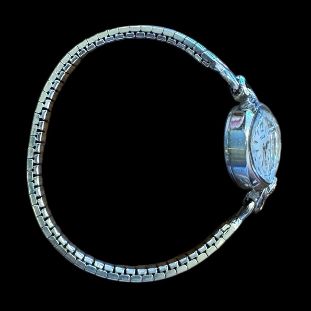 Vintage Ladies Silver Elgin Watch Stretchy Bracelet Band - Picture 8 of 9